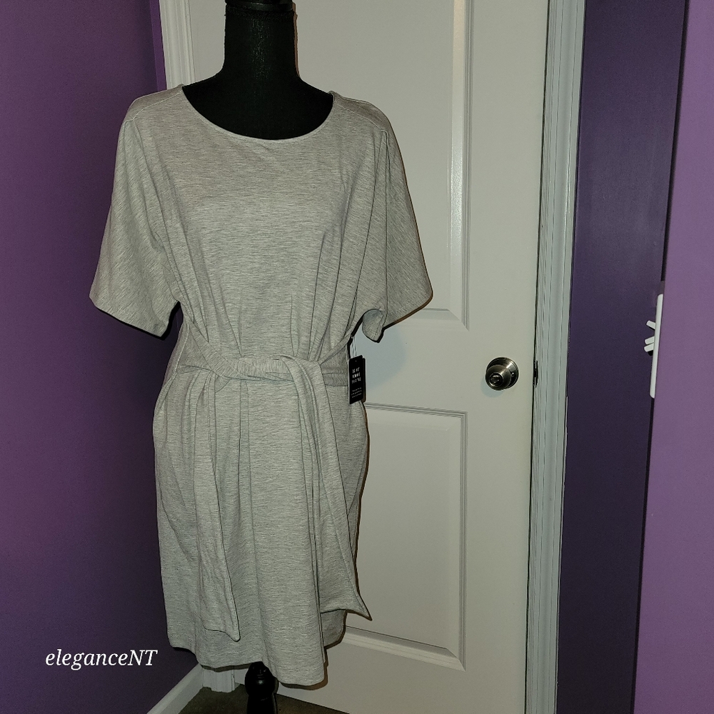 Express Gray Sweatshirt Dress with Flutter Sleeves Size: L NWT - Picture 8 of 8